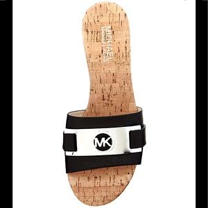 🤩🖤Michael Kors Warren Cork Slides in Black🖤😎